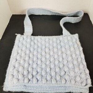 Handmade Light Blue Crochet Shoulder Bag